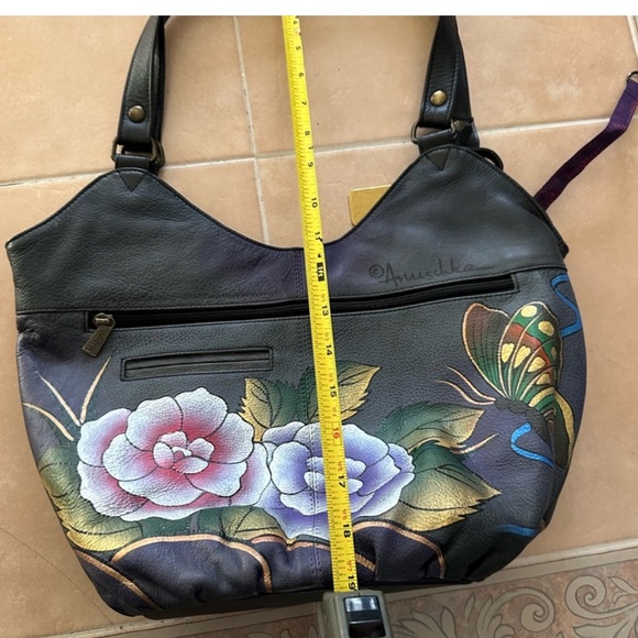Anushka 'butterfly' handbag, large, 1 small attachment - hand painted leather - Picture 7 of 12